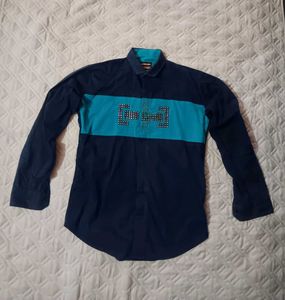 Stylish Navy & Blue Patterned Shirt