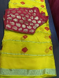 Bandhani Rajputana Yellow Saree