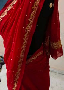 hand work 😍💯 red ♥️ Georgette ✨ Saree