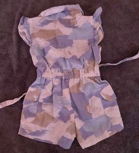 Girls Blue White Jumpsuit Short 0-3month