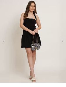 Black Halter Drop Waist Mini Dress
