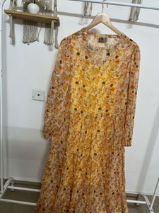 NEO NOIR A-Line Flared Yellow Maxi Dress