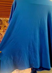 Blue Tie-Front Button-Down Top