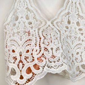 White Lace Crop Top