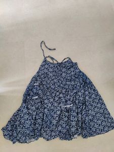 Mid Length ( 4-5 Inches Above Ankle) Cotton Summer Dress With Tie Strings On Top