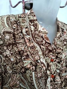 Vintage Paisley Ruffle Blouse