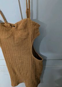 Brown Bodycon cut out Dress