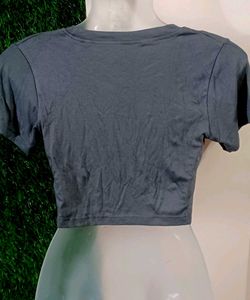 Grey Embellished Crop Top