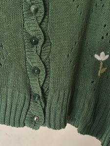 Floral Embroidered Green Cardigan