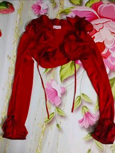 (1094)Red Floral Bolero Jacket