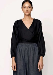 Shein Black Wrap Up Top