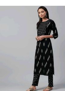 Black &amp; White Printed Kurta Set