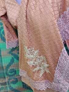 Elegant Peach Saree And Blouse