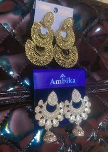 Beautiful Silver and Golden Earrings