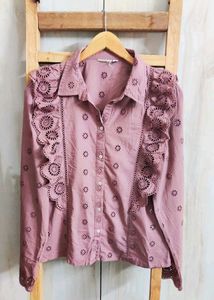Cute Tan colour Eyelet Shirt size-38