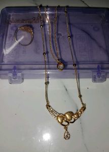 Gold-toned Necklace And Rings