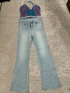 Imported Straight Ice Blue Denim.