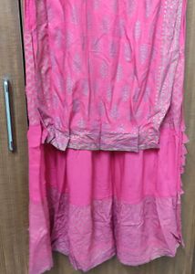 Pink Printed Double Layered Kurti