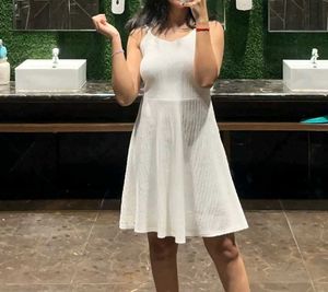 White Shiny Mini Dress For Women.