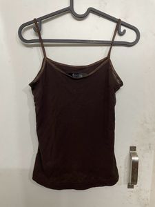 Women Basic Brown Net Top