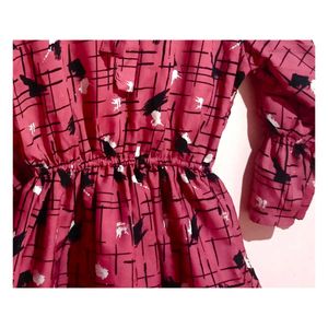 Stylish Pink Printed Frock for Women