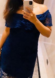 Elegant Blue Lace Dress