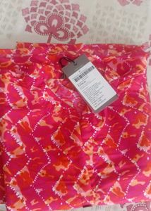 Pink Zig-Zag Print Kurti Pant Set