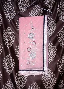 Net Design Peach Colour Saree