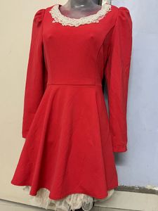 Pintrest Red Long Sleeve Mini Dress