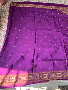pure crepe phulkari embroidery saree