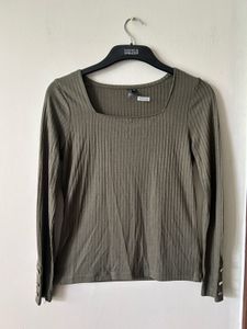 WESTSIDE Olive Green Ribbed top