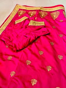 Beautiful Rani Pink Col Lotus Saree