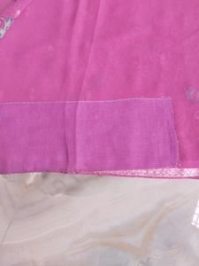 Pink Embroidered Saree With Stitched Blouse ✨