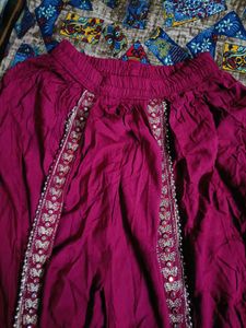 New Red Embroidered Palazzos