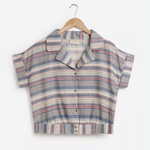 Striped Short Sleeve Button-Down