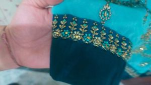 Teal &amp; Gold Embellished Salwar Kameez
