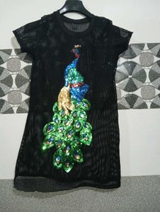 Black Peacock Sequin Dress