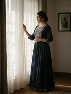 Navy blue sequin anarkali 💕