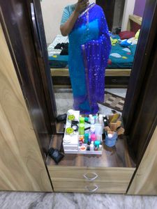 Dark And Light Blue Rajasthani Tie Dye Saree