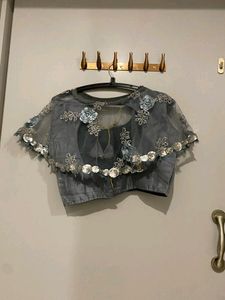 Grey Layered Lehanga With Blouse