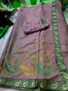Once Used Very Pretty Saree Full Embroidery,