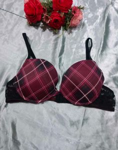 Burgundy Plaid Bra