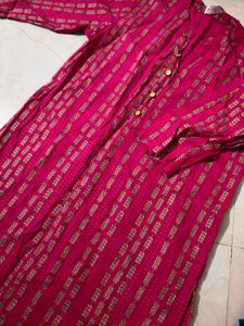 Pink &amp; Gold Patterned Kurta