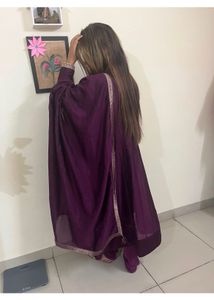 Libaas, purple colour silk Anarkali three piece