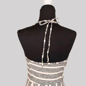 Forever 21 Cream &amp; Black Striped Jumpsuit