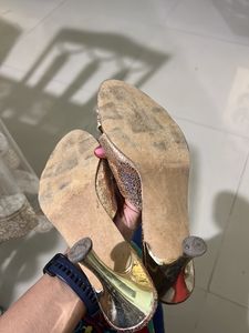 Golden Sequin Heeled Sandal EU 39