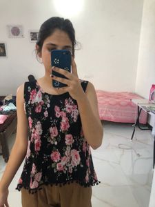 Flower Printed Colour Top