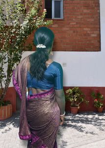 Lycra Blend Ruffle Saree With Unstitched Blouse Pi