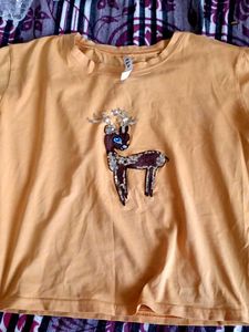 Cute Deer Graphic  Crop Tee