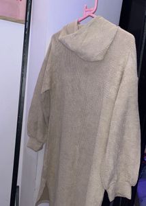 Beige Hoodie Midi Dress